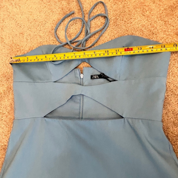 Zara blue cut-out halter top bodycon midi dress Sz L NWOT bloggers fave - Picture 12 of 16